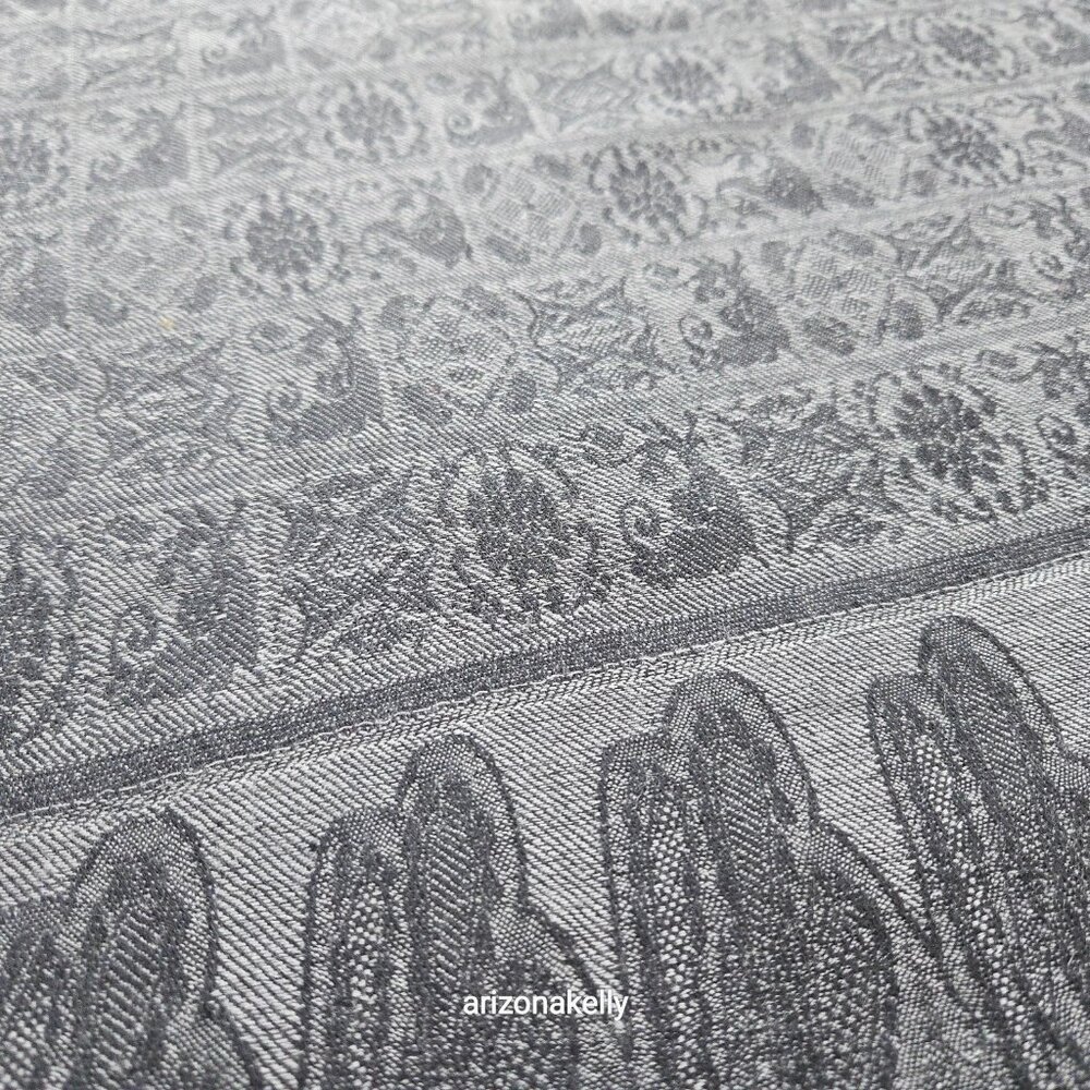 Talbots Wool Scarf Wrap Jacquard Lightweight Black & Grey - Picture 8 of 12